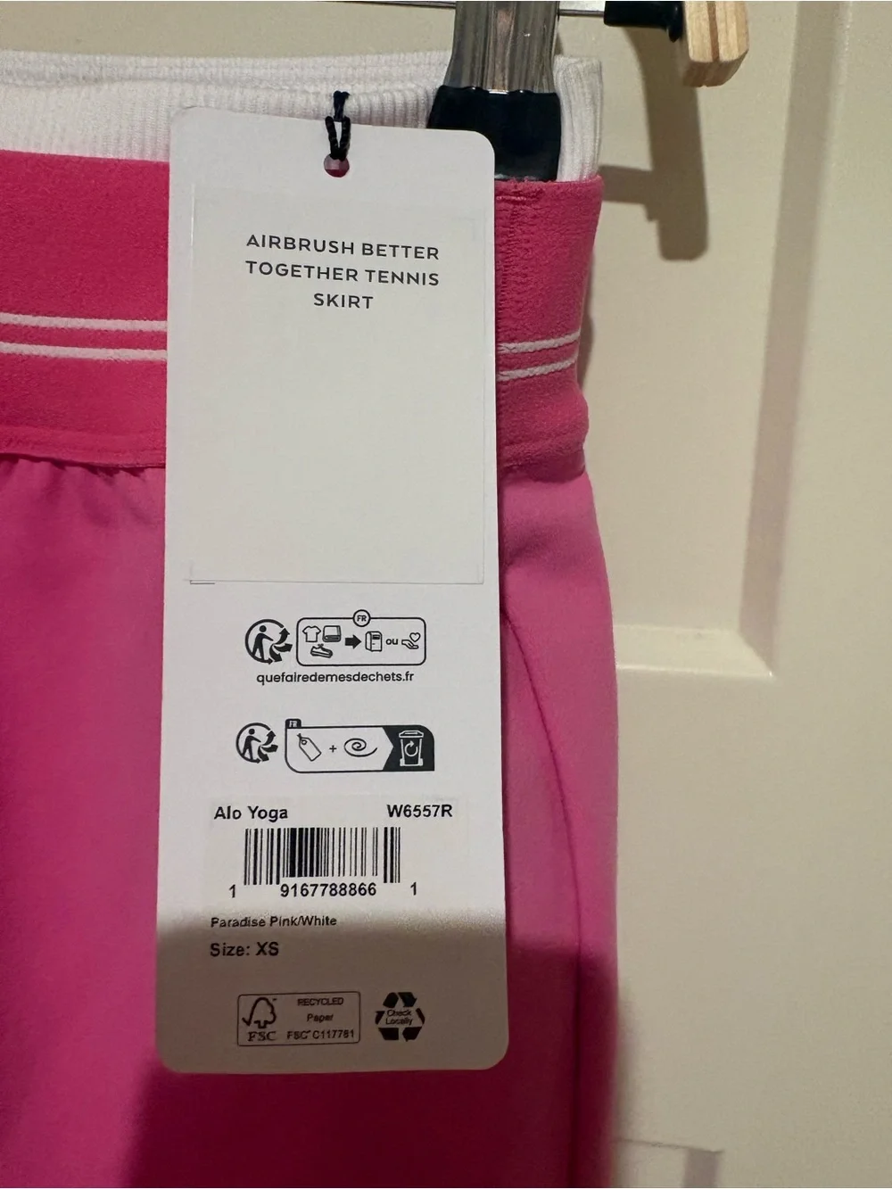 ALO Yoga Airbrush Better Together Tennis Skirt XS Paradise Pink/White NWT